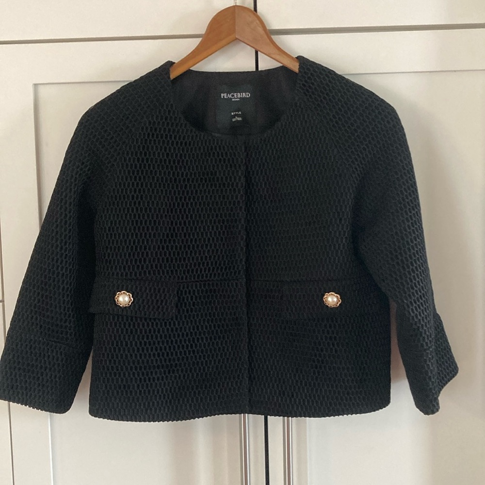 Peacebird Cropped Mesh Overlay Jacket Size L